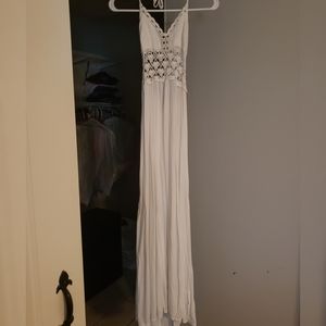 White halter maxi dress